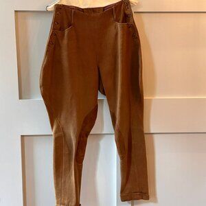 🐎 Vintage Equestrian Jodhpurs – Brown / Whiskey Twill w/ Suede Knee Patches